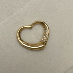 18k open heart Elsa Peretti diamond pendant vintage